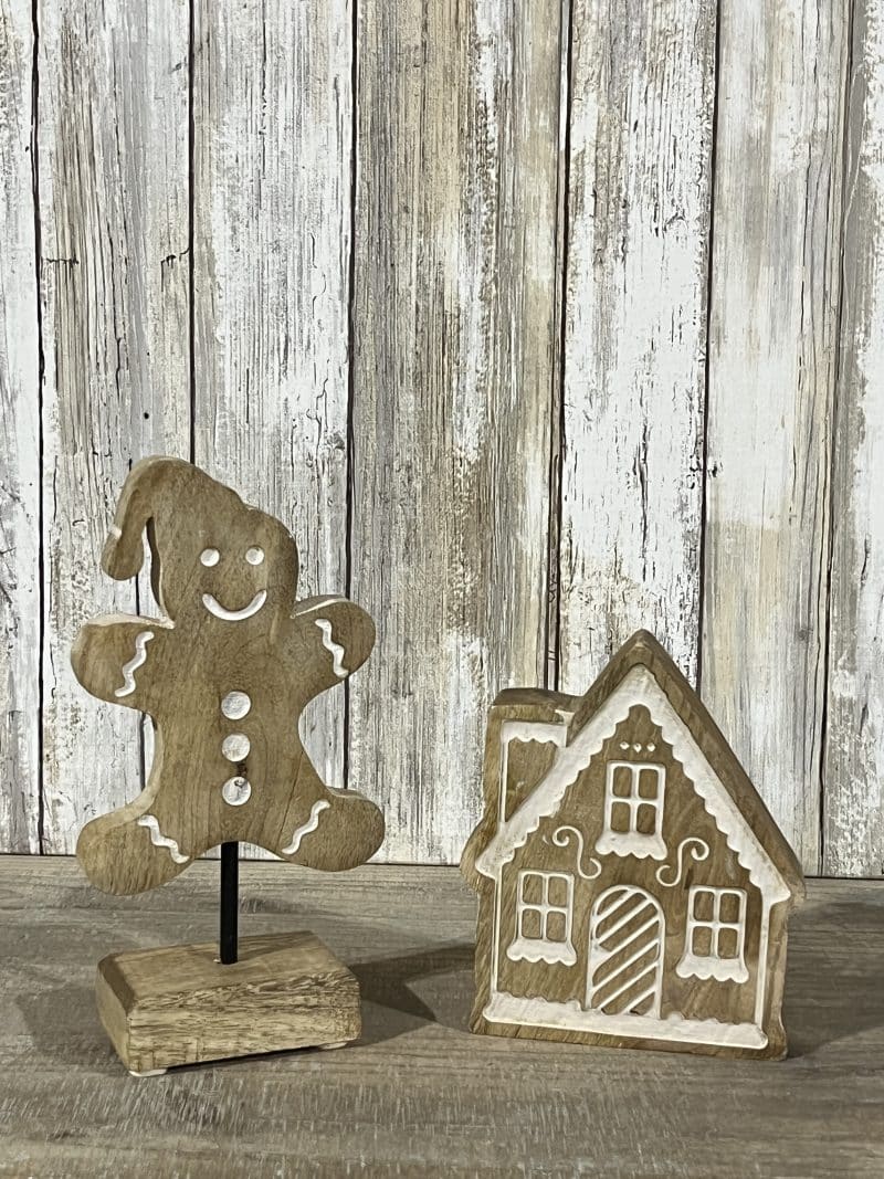 Wooden Gingerbread Man and House Decor Set - Image 3