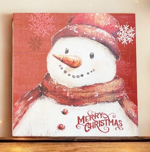 Merry Christmas Snowman Canvas