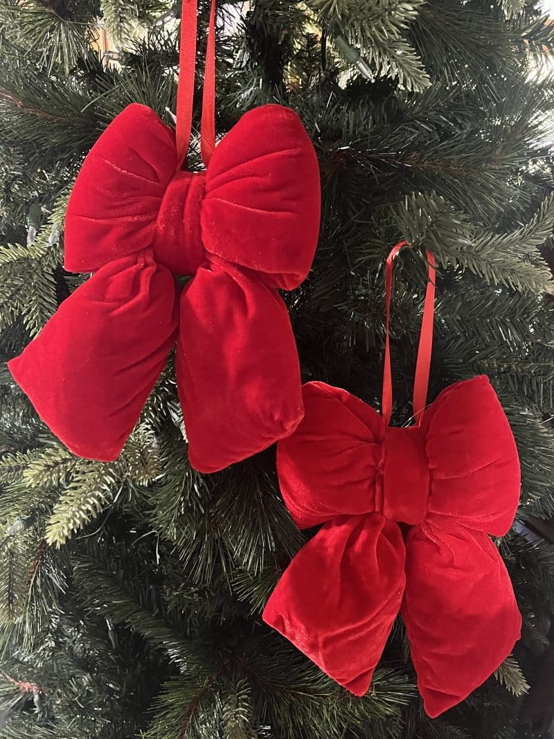 9" Polyester Red Bow With Hanger/ Set of 2