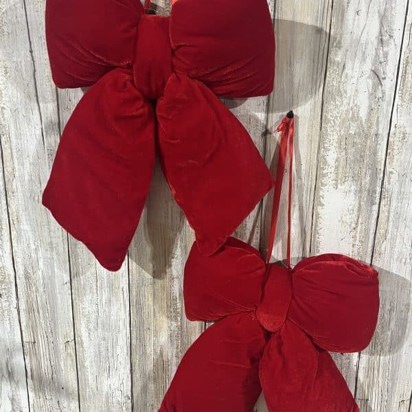 12" Polyester Red Bow With Hanger/ Set of 2