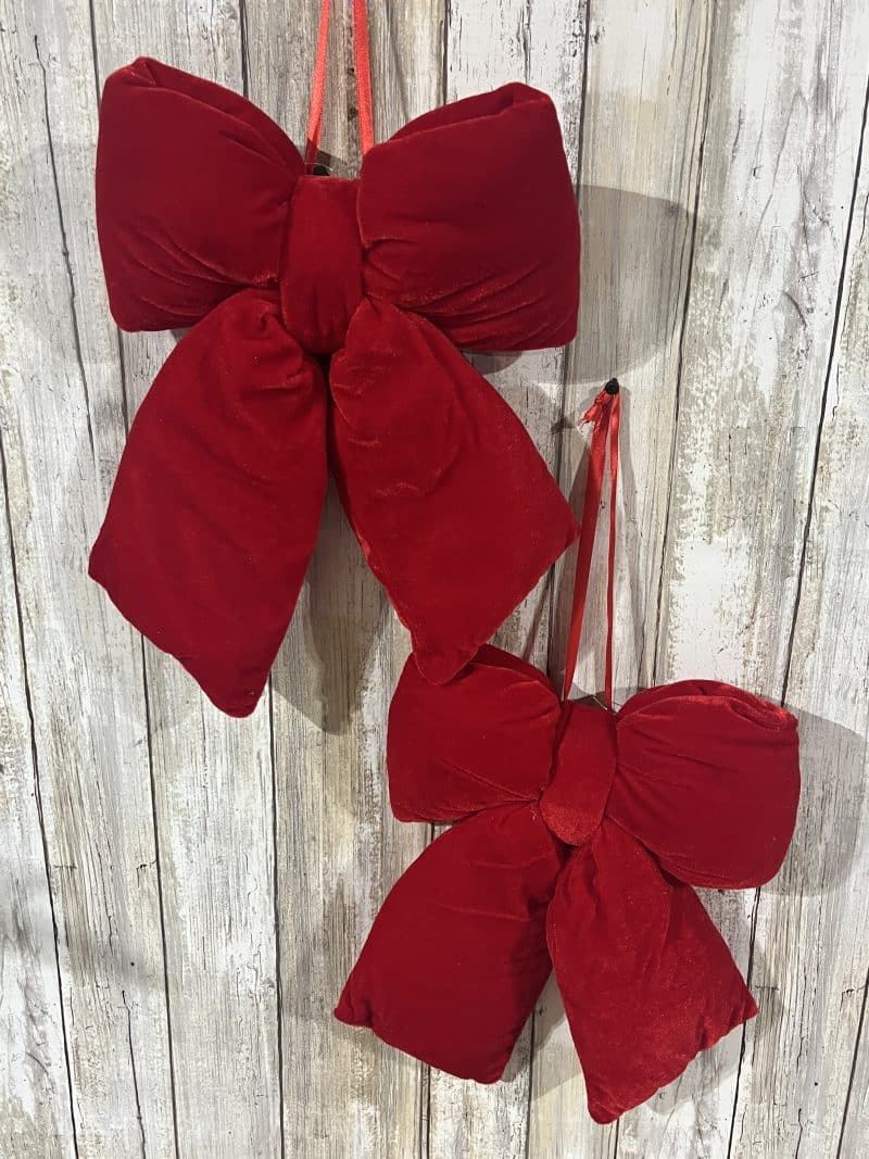12" Polyester Red Bow With Hanger/ Set of 2