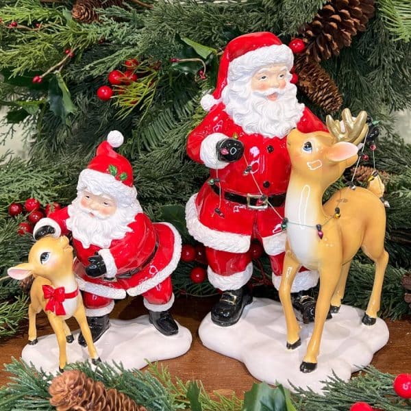 Alternative view of 12" Ceramic Santa with Deer