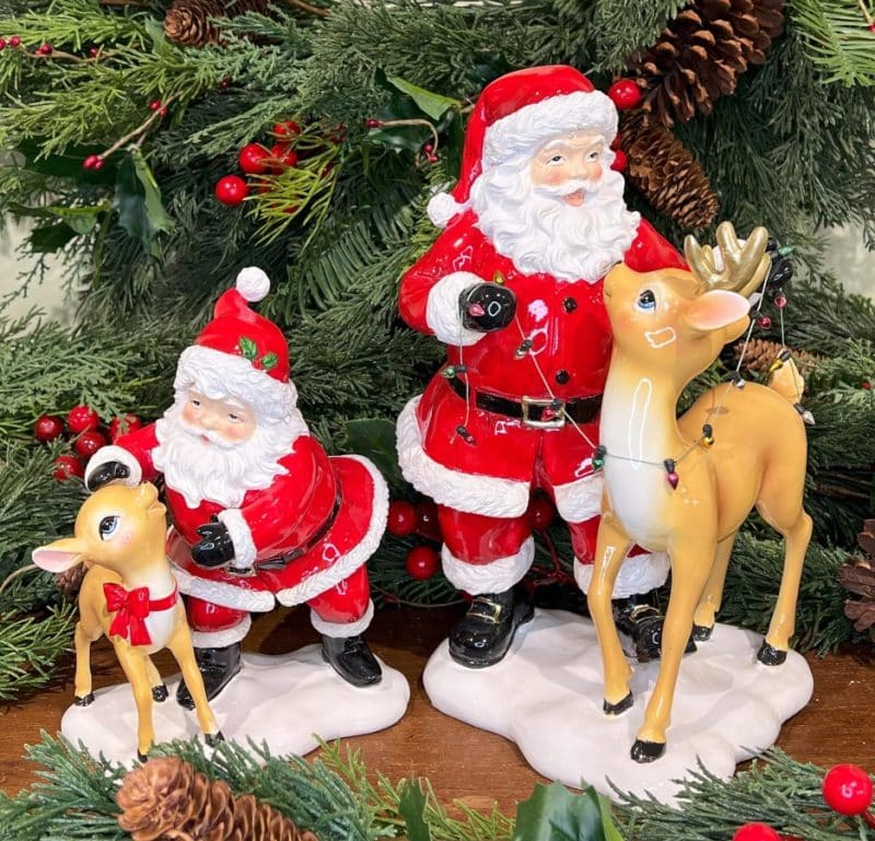 12" Ceramic Santa with Deer - Image 2
