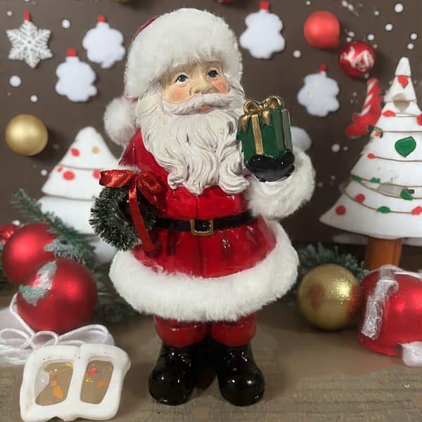 10" Ceramic Santa With Present