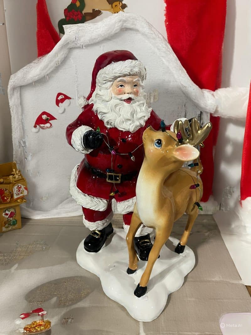 12" Ceramic Santa with Deer