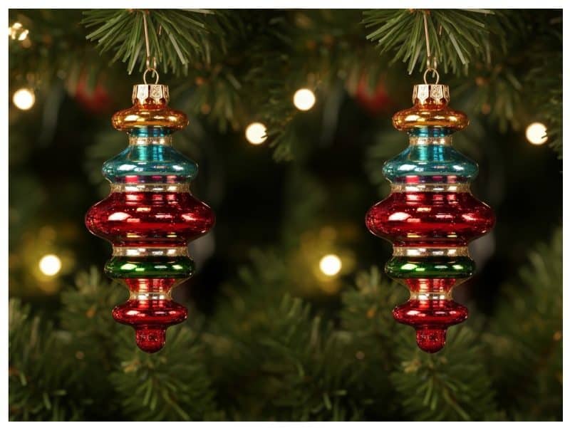 MULTI-COLORED GLASS FINIAL ORNAMENTS / SET OF 2