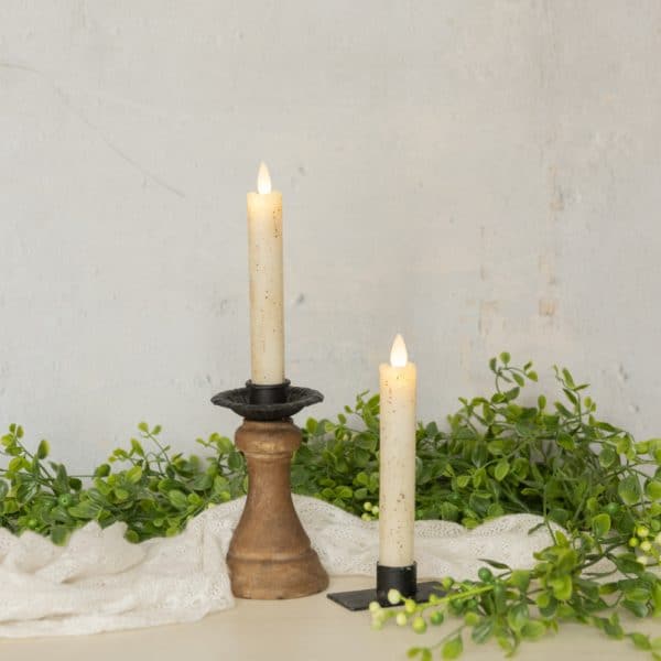 SET/ 2 - 6.75" MOVING FLAME CREAM TAPER CANDLE