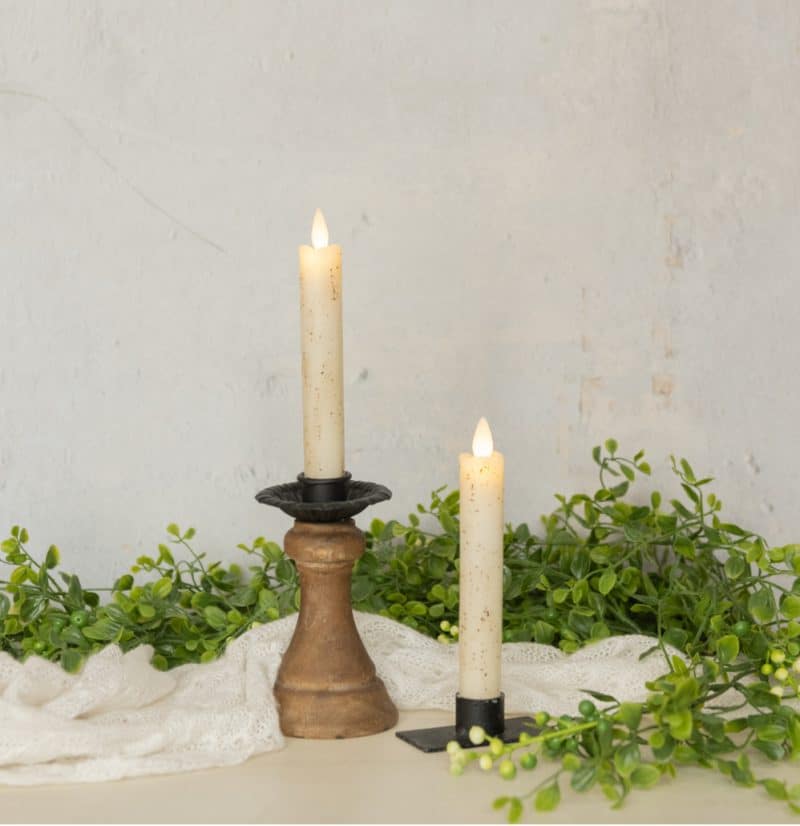 SET/ 2 - 6.75" MOVING FLAME CREAM TAPER CANDLE
