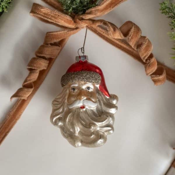 Alternative view of SET OF 2 GLASS  SANTA ORNAMENTS
