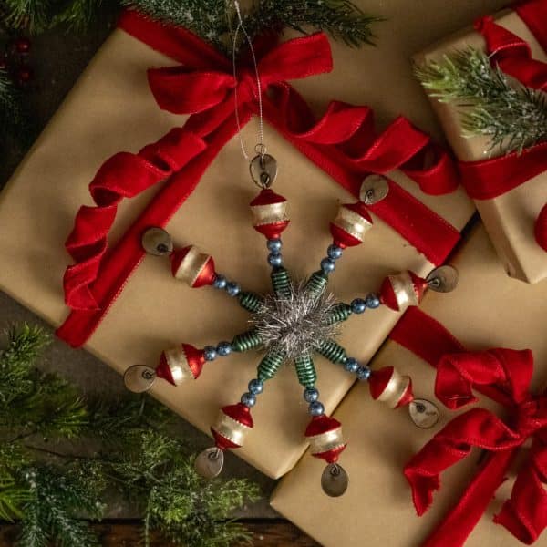 Alternative view of PATRIOTIC BEADED SNOWFLAKE/  SET OF 2