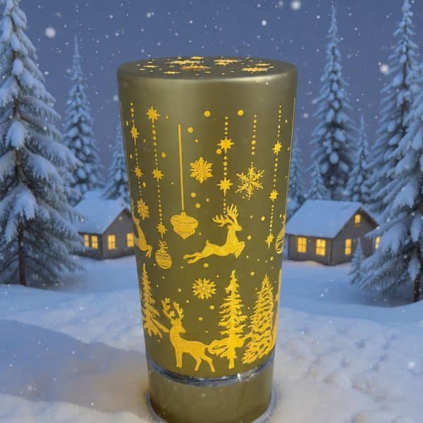 Gold Flameless Revolving Glass LED Table Lamp