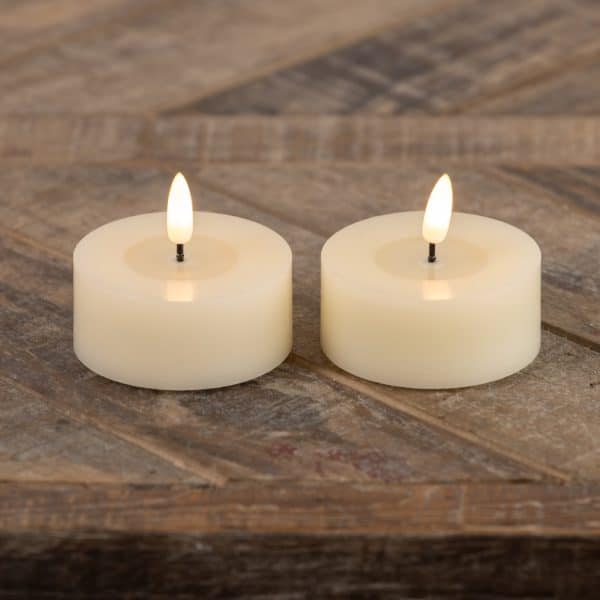 Alternative view of SET/ 2 - OVERSIZED 3D FLAME CREAM TEALIGHT CANDLES W/ MELTING EFFECT