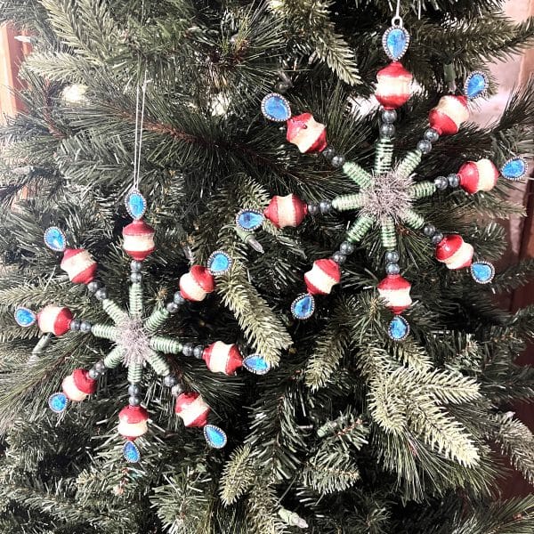 PATRIOTIC BEADED SNOWFLAKE/  SET OF 2