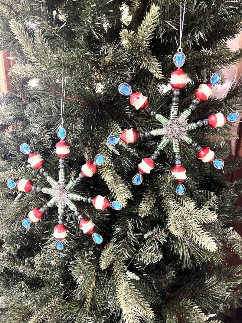PATRIOTIC BEADED SNOWFLAKE/  SET OF 2