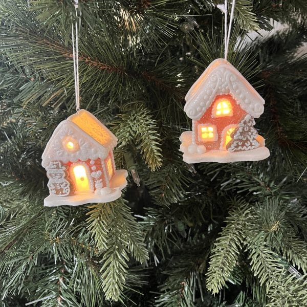 Light Up Gingerbread House Ornaments / Set of 2