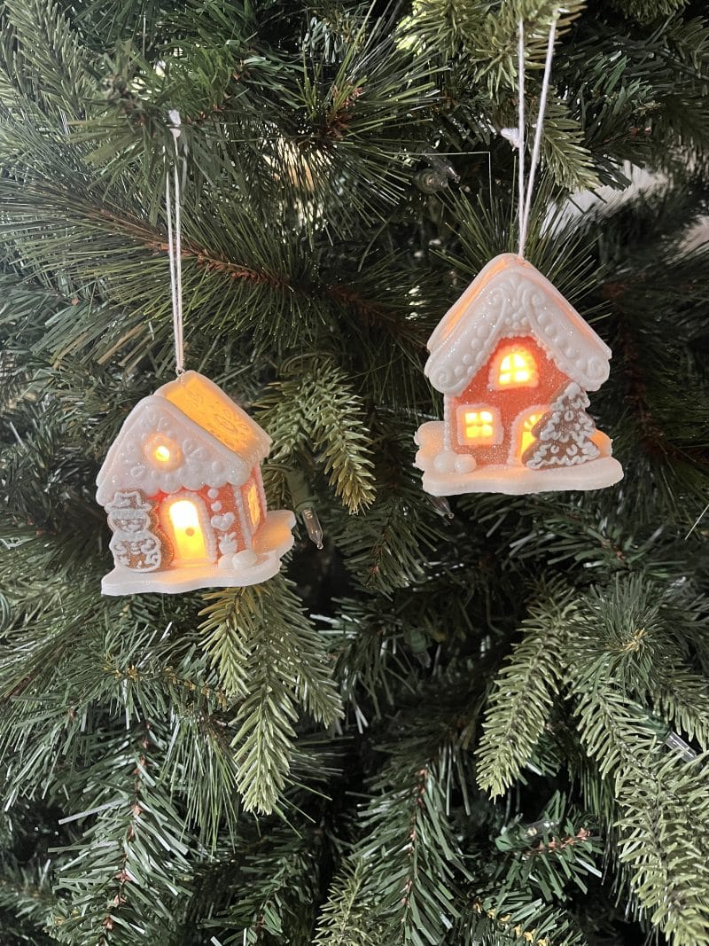 Light Up Gingerbread House Ornaments / Set of 2