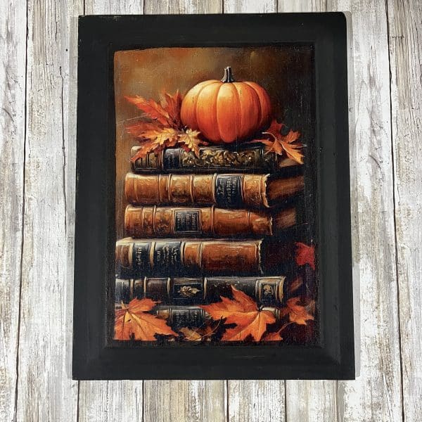 16" X 12" Pumpkin Bookstack Print
