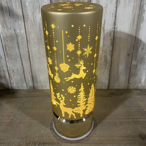 Alternative view of Gold Flameless Revolving Glass LED Table Lamp