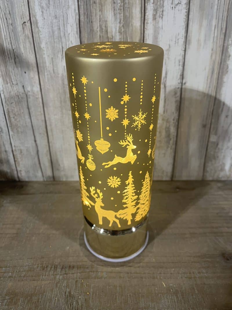 Gold Flameless Revolving Glass LED Table Lamp - Image 2
