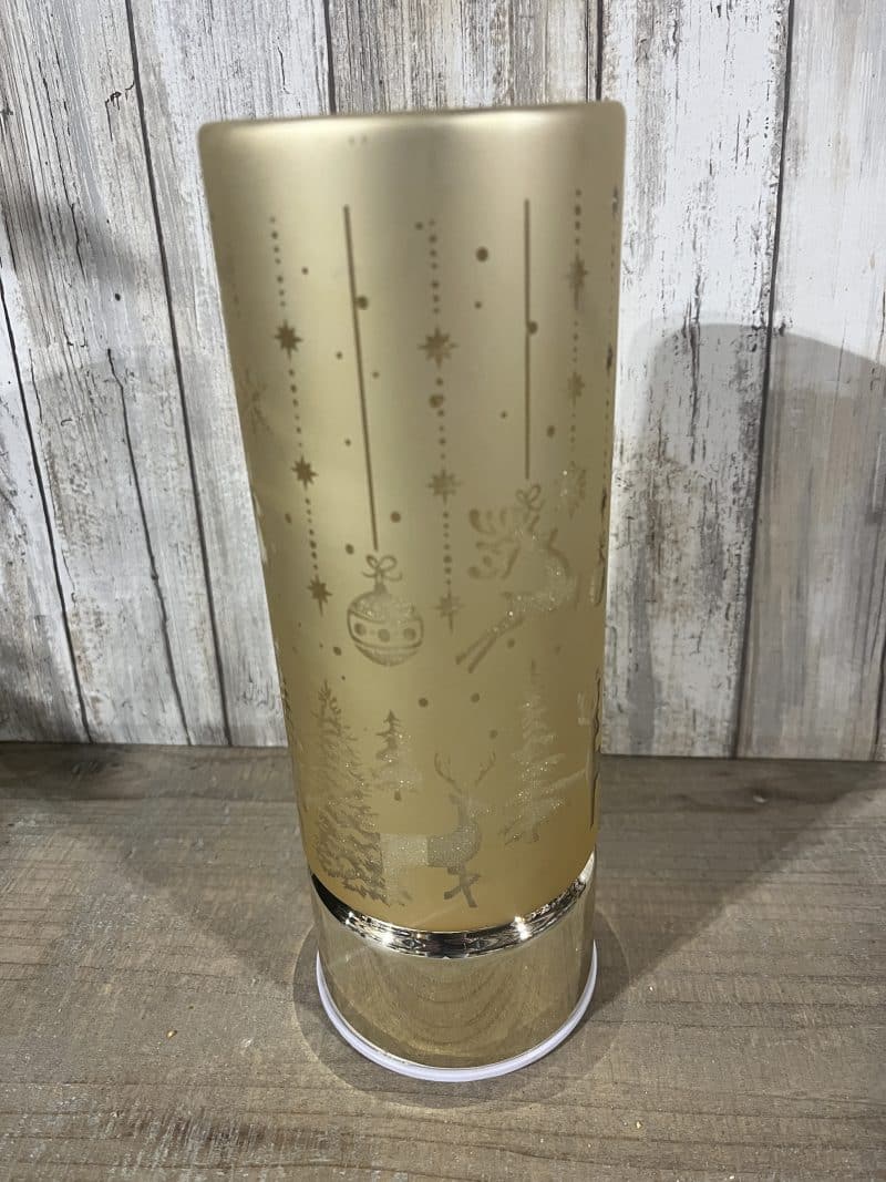 Gold Flameless Revolving Glass LED Table Lamp - Image 4