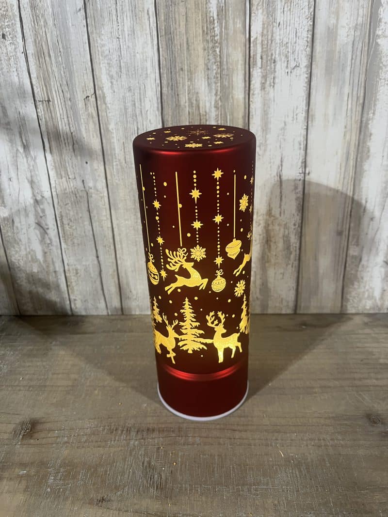 Red Flameless Revolving Glass LED Table Lamp - Image 2