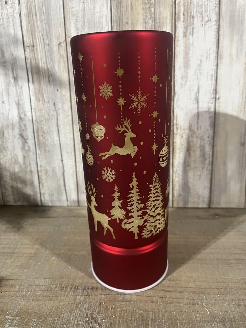 Red Flameless Revolving Glass LED Table Lamp - Image 3