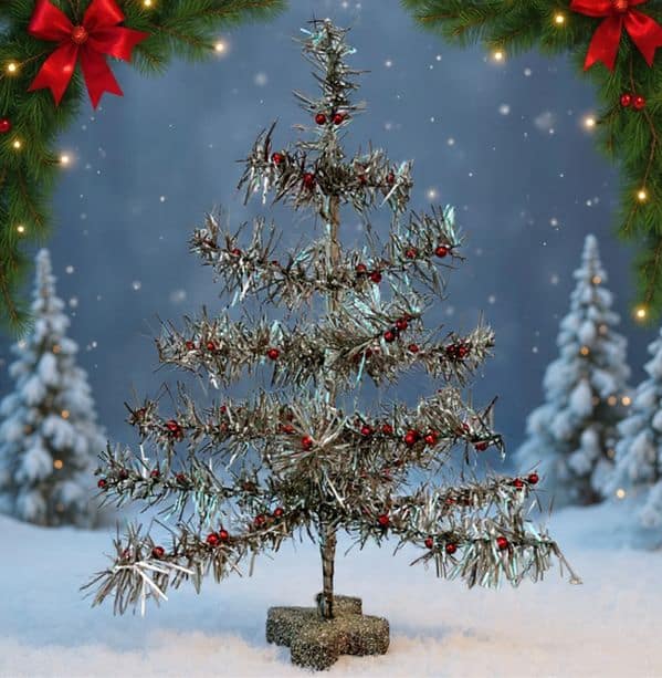 18" Silver Tinsel Christmas Tree