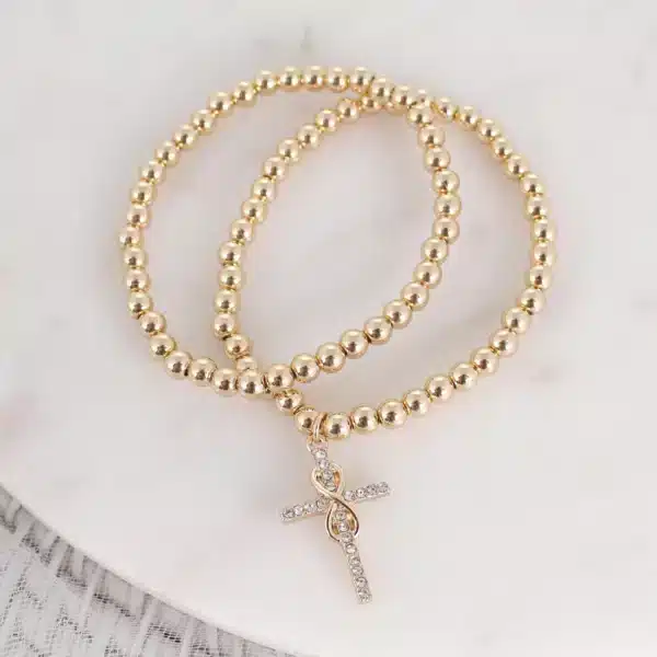 Crystal Infinity Cross Stretch Bracelet