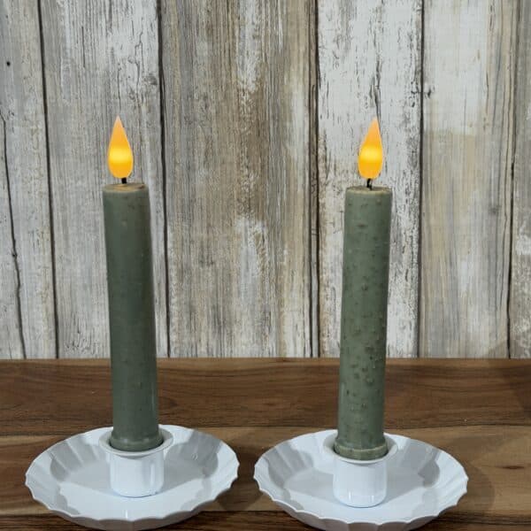 White Metal Fluted Taper Holders / Set of 2