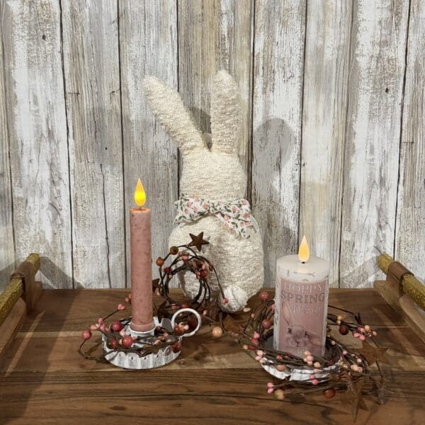 Pink Pip Berry Candle Ring with Rusty Star Set of 3