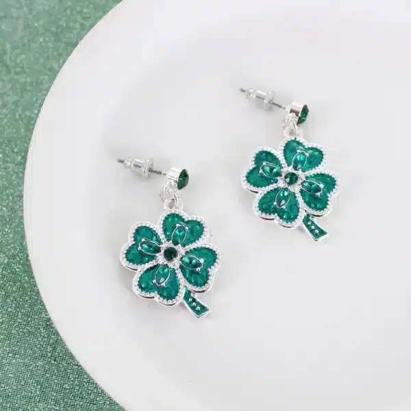 Crystal Shamrock St. Patrick’s Day Earrings