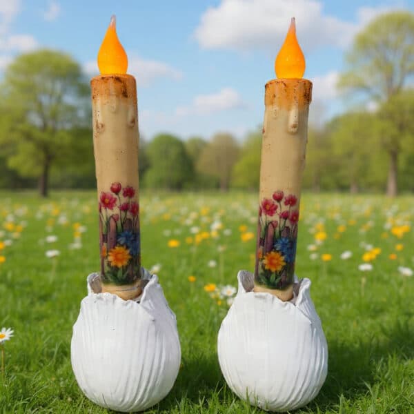 6 " Spring Flowers Timer Tapers / Set of 2