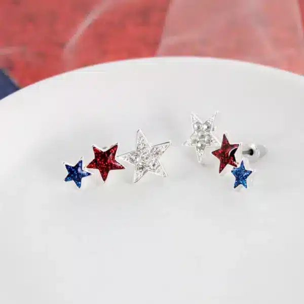 Red, White, & Blue Star Earring Crawler