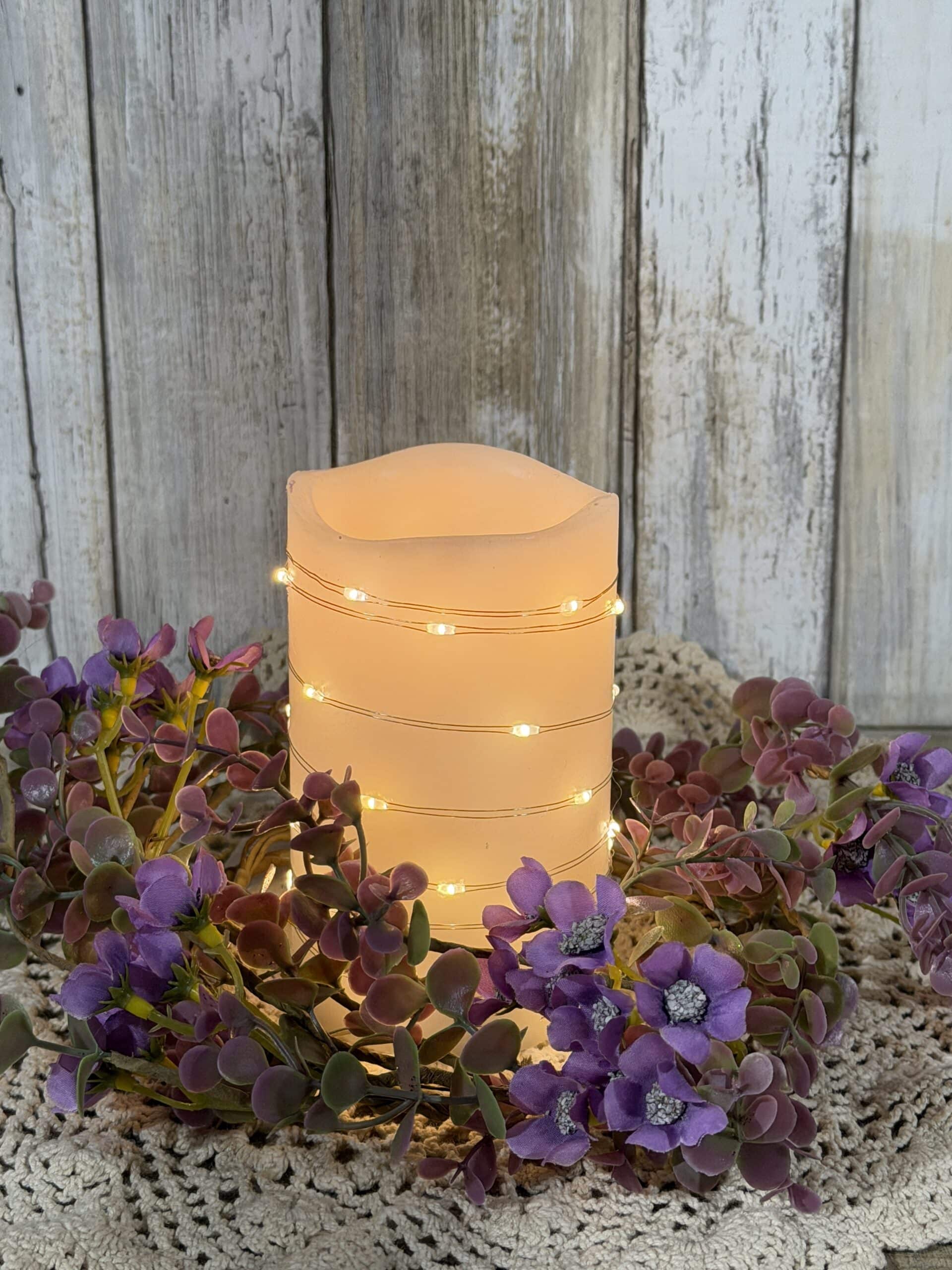 Purple Flower Candle Ring/ 4.5"