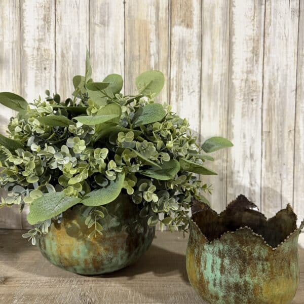 Set of 2 Patina Tulip Buckets