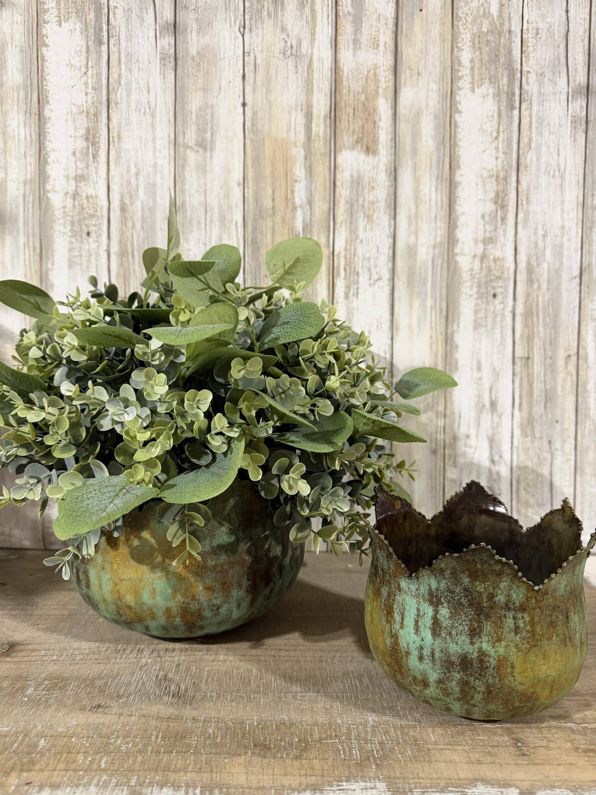 Set of 2 Patina Tulip Buckets