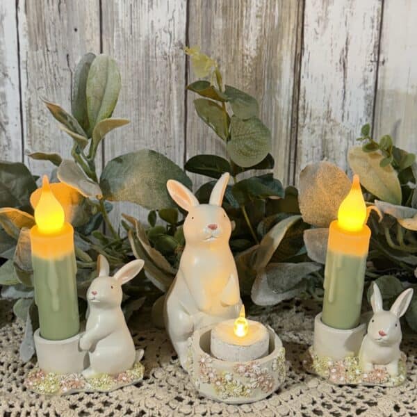 Resin Bunny Taper and Tealight Holder / Set of 3