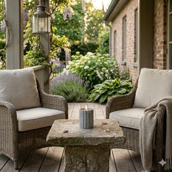4" OUTDOOR 3D FLAME GREY COLUMN PILLAR CANDLE