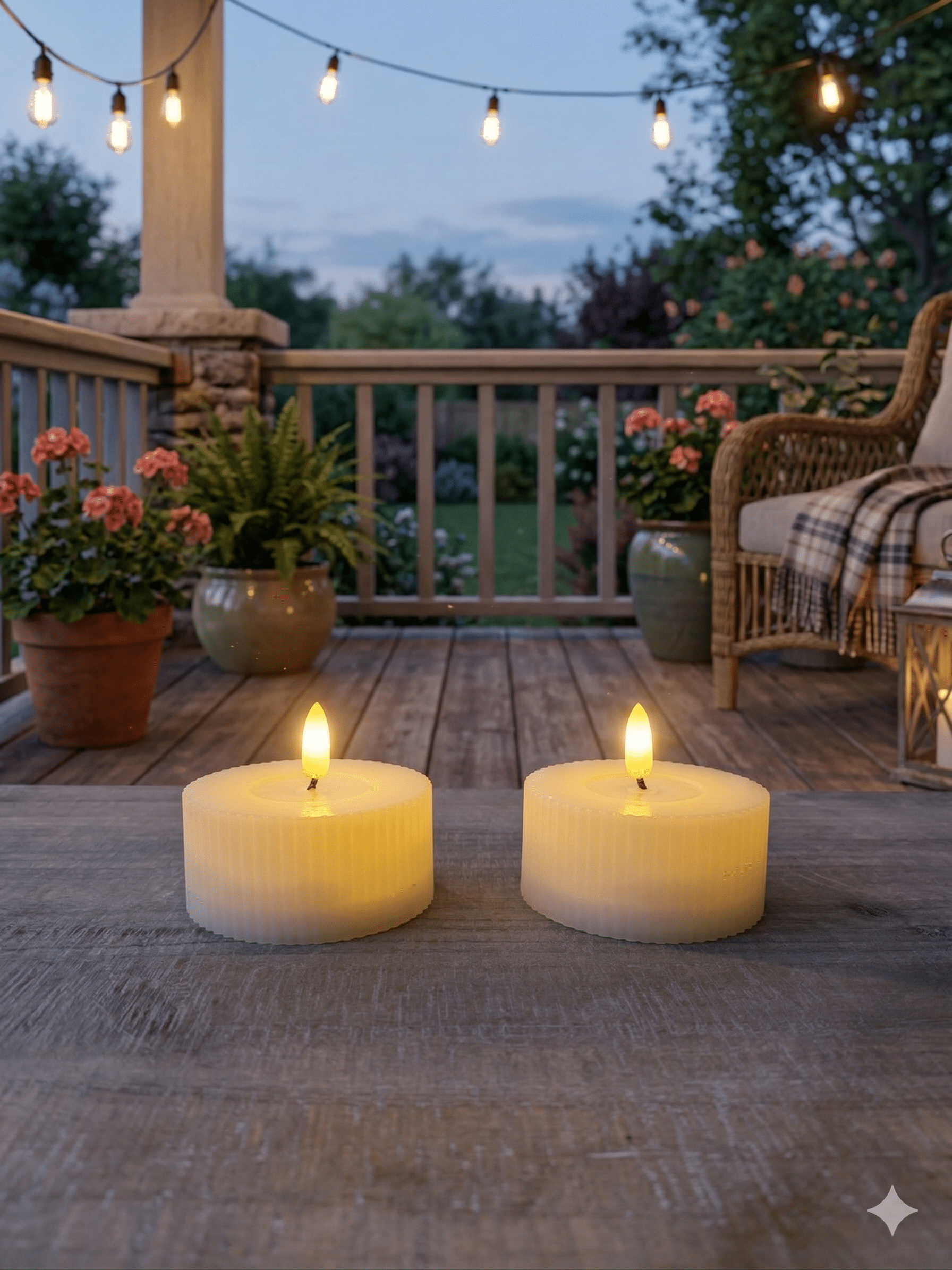 Outdoor Oversized 3D Flame Cream Tealight Candle / Set of 2 - Image 3