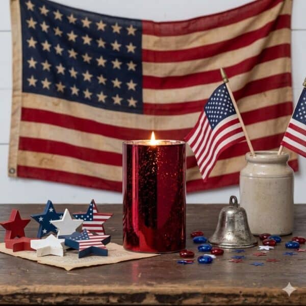 5" RED MERCURY GLASS 3D FLAME CANDLE