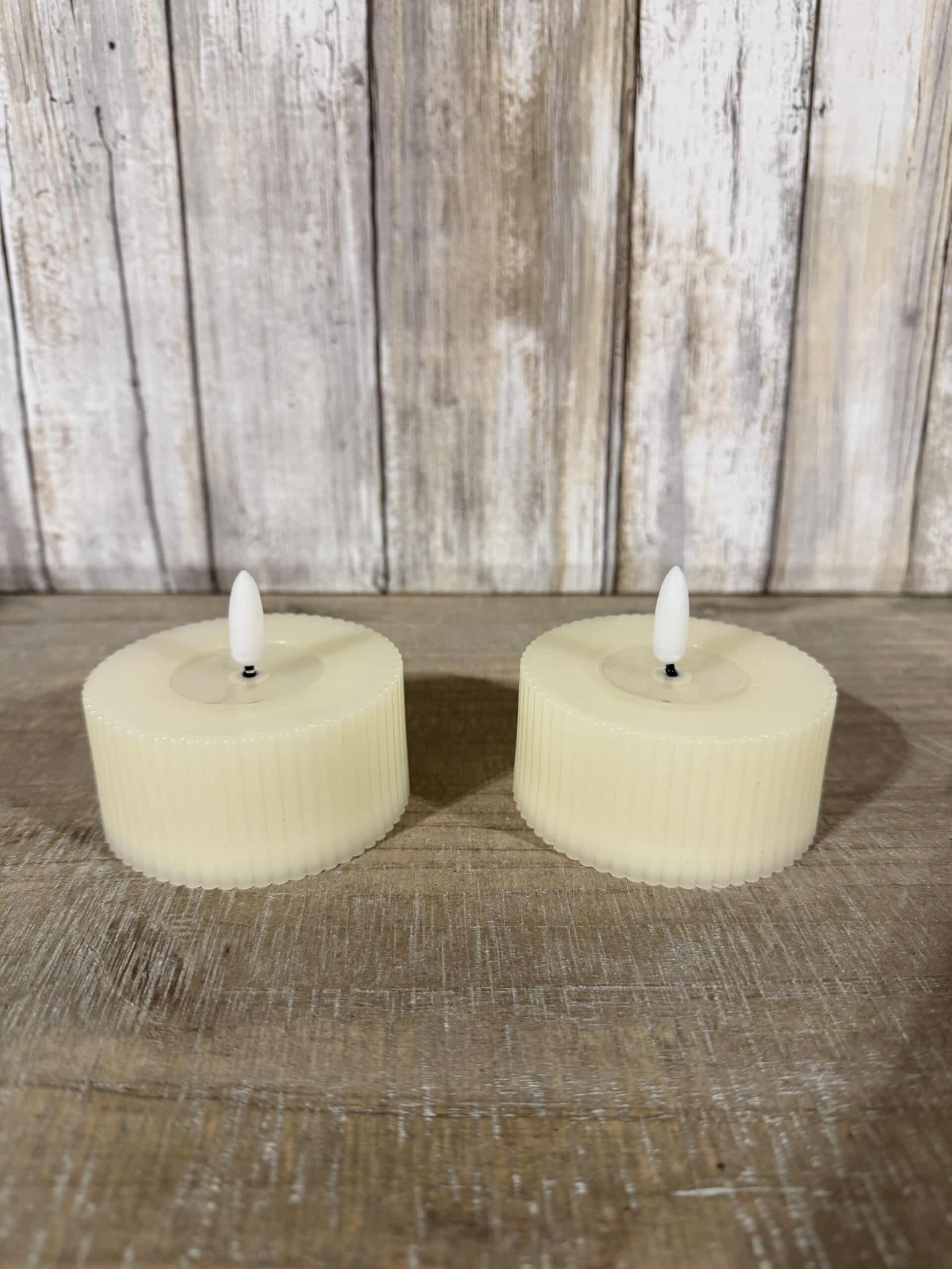 Outdoor Oversized 3D Flame Cream Tealight Candle / Set of 2 - Image 2