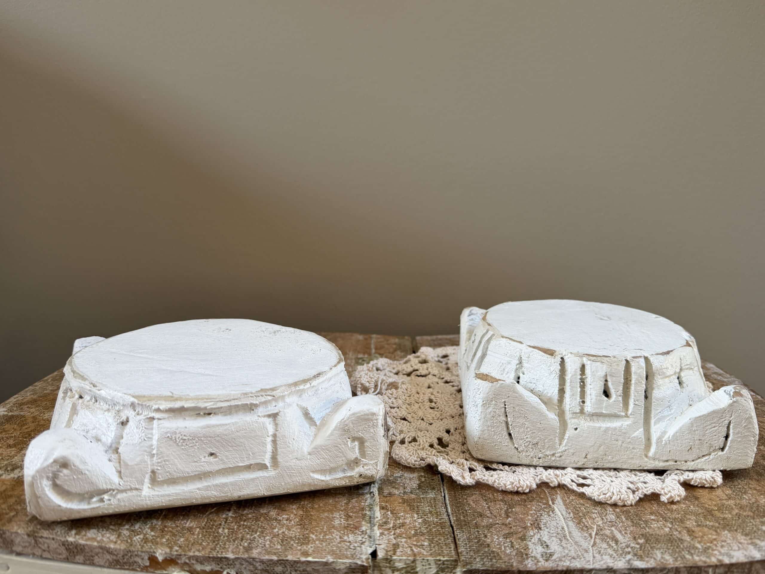 White Ornate Wood Pedestals Set of 2 - Image 2