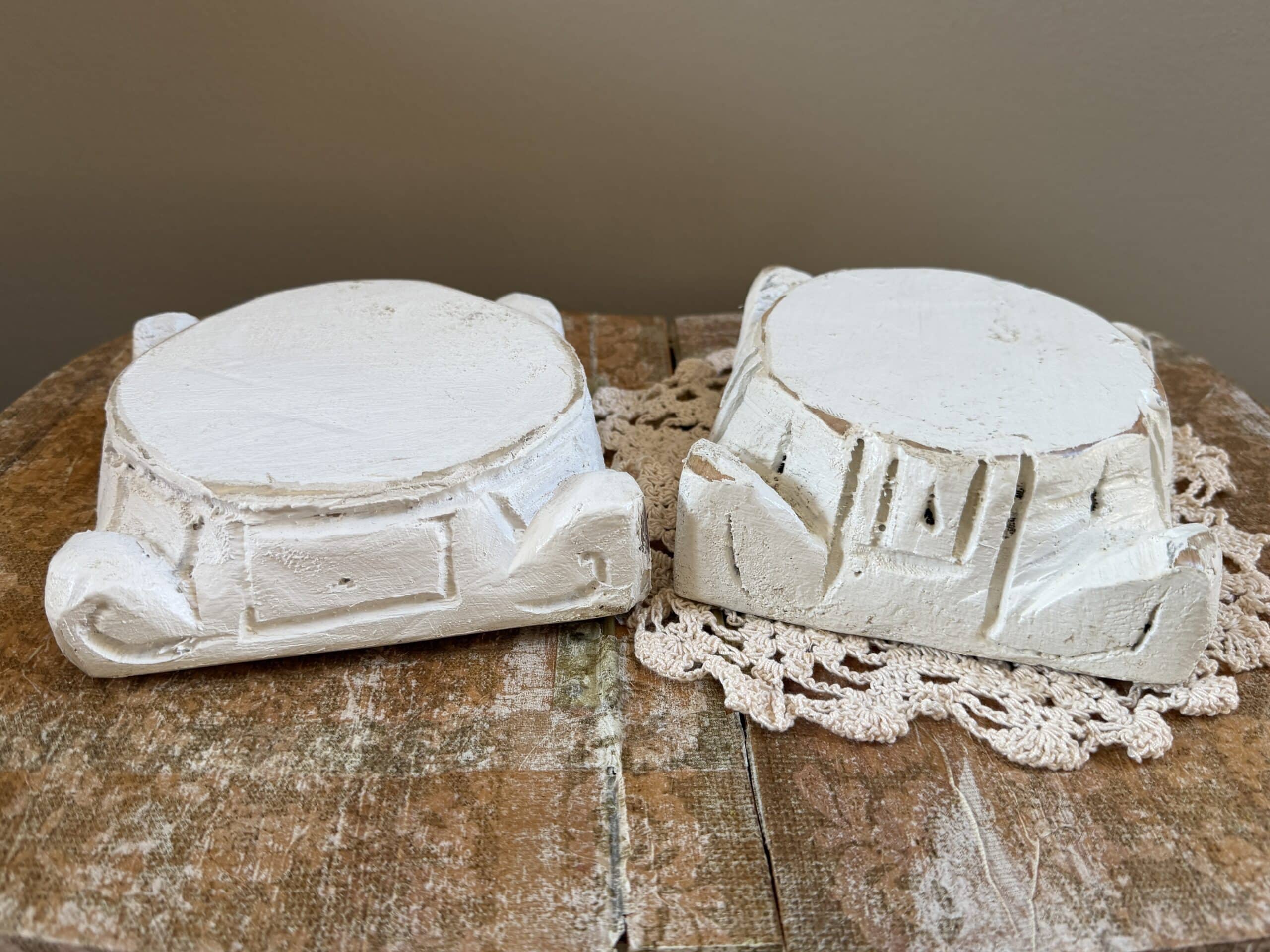 White Ornate Wood Pedestals Set of 2 - Image 4
