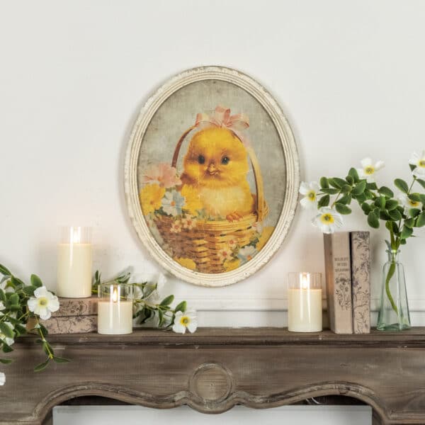 OVAL FRAMED CHICK IN BASKET