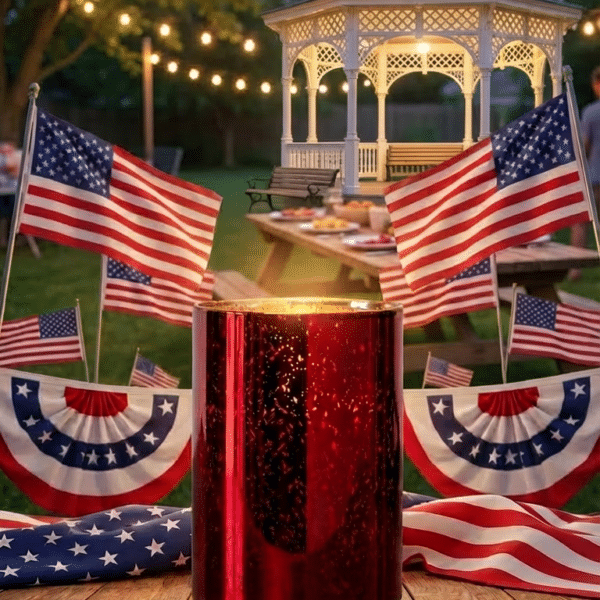 4" RED MERCURY GLASS 3D FLAME CANDLE