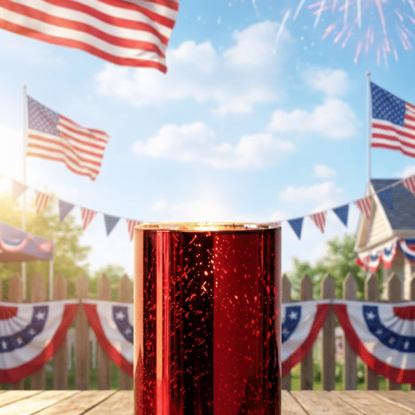 5" RED MERCURY GLASS 3D FLAME CANDLE