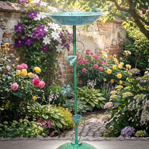 29" Metal Bird Bath On Stand