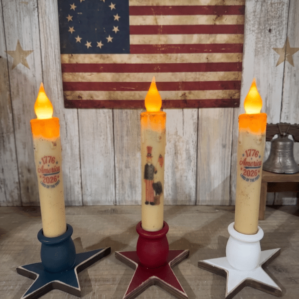 Red White And Blue Wood Star Candle Cup Holders/ Set Of 3