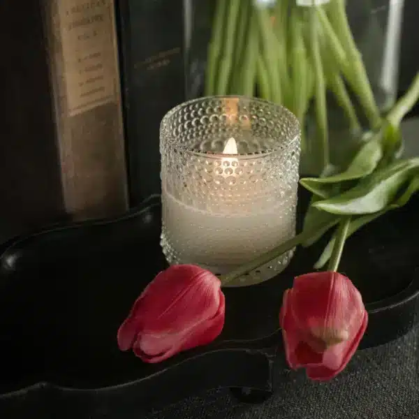 3.25" DOTTED GLASS 3D FLAME CANDLE