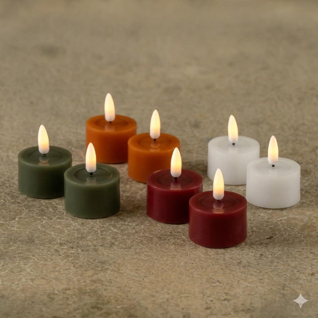 Set of 2 / 3D Flame Tealight Candles with Melting Effect